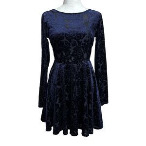 City Triangles Velvet Burnout Skater Dress Juniors SZ 3 Whimsigoth Fairy Witchy